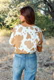 Living Better Western Cowgirl Cowhide Print Short Sleeve Top