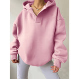 Solid Color Long Sleeve Slouchy Hooded Hoodie Sweatshirt Light Pink