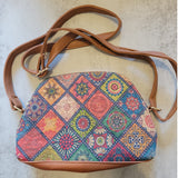 Patchwork Print Dome Cork Crossbody Bag – Eco-Friendly