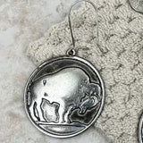 Silver Buffalo Western Concho Disc Medallion Dangle Earrings