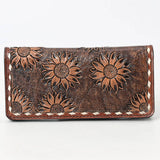 Hand-Tooled Genuine Leather Western Floral Clutch Purse