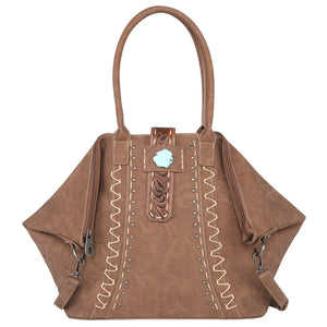 Montana West Tooled Tote Brown