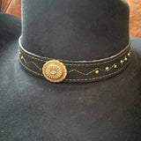Western Sunburst Concho Hat Band with Studs, Tie-On