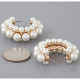Faux Pearl Cluster Hoop Earrings | Elegant Statement Jewelry