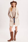 Bouclé Cable Knit Sherpa Hooded Vest | Ecru | S, M & L | V03298