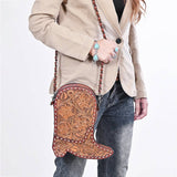 American Darling Floral Hand-Tooled Leather Crossbody Bag | Shoe Shape Western Purse