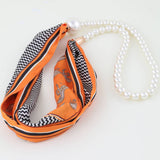 Double Fabric Stone Beaded Choker Necklace – Orange