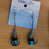 Turquoise Glass Bead Circle Dangle Earring