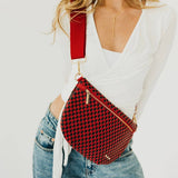 Westlyn Woven Crossbody Bum Bag | Vegan Leather | Checkered Black/Red