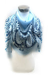 Large Bandana Print Square Scarf — Blue