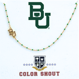 Baylor Bears BU Logo Enamel Bead Necklace – 18K Gold Plated | Green