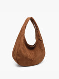 Katherine Slouchy Vegan Suede Round Hobo Tote Wine