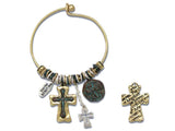 Mixed Metal The Lords Prayer Cross Charm Bracelet