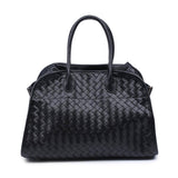 Rhonda Woven Vegan Leather Tote Bag | Black