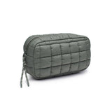 Cloud Nine Quilted Puffer Nylon Cosmetic Pouch in Olive