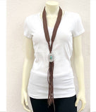 Boho Concho Turquoise Braided Suede Necklace – Extra-Long 51" Hand-Braided