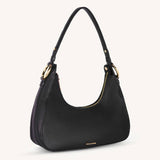 Ava Half-Moon Vegan Leather Shoulder Bag in Black