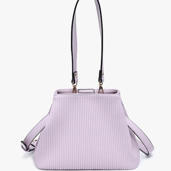 Dove Pleated Satchel with Detachable Shoulder Handle and Crossbody Strap Lilac