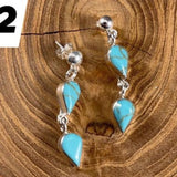 Sterling Silver Artisan Double Teardrop Turquoise Dangle Earrings
