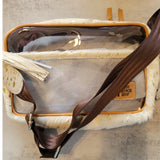 Priscilla Clear Cowhide Crossbody Festival Stadium White Gold Specks