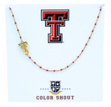 Texas Tech Red Raiders Logo Enamel Bead Necklace – 18K Gold Plated