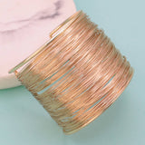 Gold Wires Wide Cuff Statement Bracelet