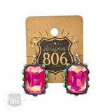 Rhinestone and bead studded earring Pink