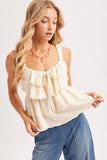 Ruffle Tiered Self-Tie Camisole Top
