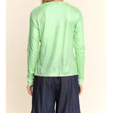 Metallic Mesh Long Sleeve Layering Top - Mint Shimmer