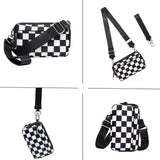 Cream Checkered Check Nylon 2 in 1 Bag Crossbody Wristlet