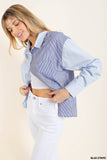Mix and Match Stripe Long Sleeve Shirt Blue White