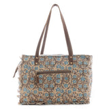 San Ysidro Falls Tote Bag – Floral Canvas & Leather | Myra Bag