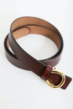 Minimalist Leather Gold Horseshoe Belt – Brown