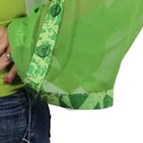 Origami Trim Button Shawl Shrug Wrap Green with Emerald Lime Trim