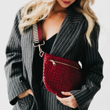 Sangria Red Woven Crossbody Sling Bum Belt Bag