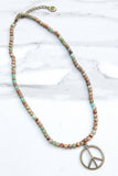 Imperial Jasper Peace Sign Choker Necklace | Bronze | Dylan Designs