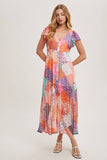 Pastel Quilt Printed Button Down Maxi Dress