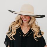 Miami Wide Brim Floppy Sun Hat | Packable | Tassel Chain Trim Tan