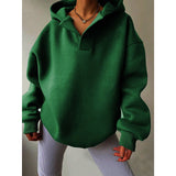Solid Color Long Sleeve Slouchy Hooded Hoodie Sweatshirt Green