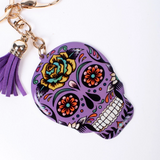 Purple Sugar Skull Tassel Keychain KeyRing Bag Charm