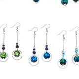 Blue Glass Bead Circle Dangle Earring