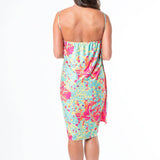 Karina Boho Floral Tropical Hot Pink Reversible Swimsuit Cover Up Dress