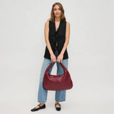 Victoria Woven Vegan Leather Hobo Bag | Natural