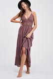 Boho Crochet Lace Tiered Lightweight Maxi Slip Dress