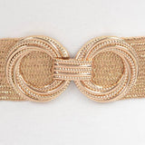 Double Metal Buckle Elastic Belt Gold