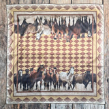 Horses Print Silky Wild Rag | 36x36 | Brown