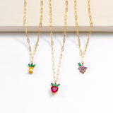 Dainty Gold Chain Layering Necklace Purple Grape Charm