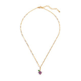 Dainty Gold Chain Layering Necklace Purple Grape Charm