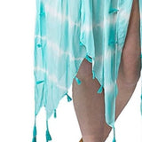 Boho Tie Dye Lightweight Tassel Cover Up Kimono Wrap Turquoise White
