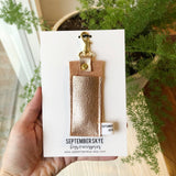 Leather Chapstick Lip gloss Lipstick Holder Keychain Bag Charm Black